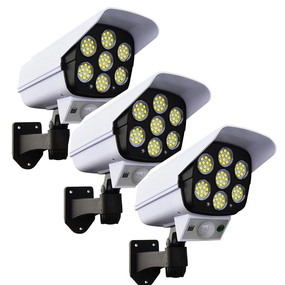 3бр. LED Соларна Лампа тип Камера с дистанционно 180W Мощност 77LED