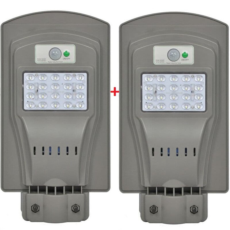 2бр. СОЛАРНА ЛАМПА С ДАТЧИК ЗА ДВИЖЕНИЕ, 20, 40, 60W IP65 + стойка