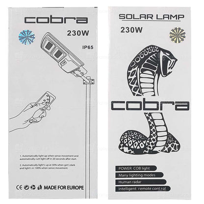 2БР. УЛИЧНА СОЛАРНА ЛАМПА COBRA 250W