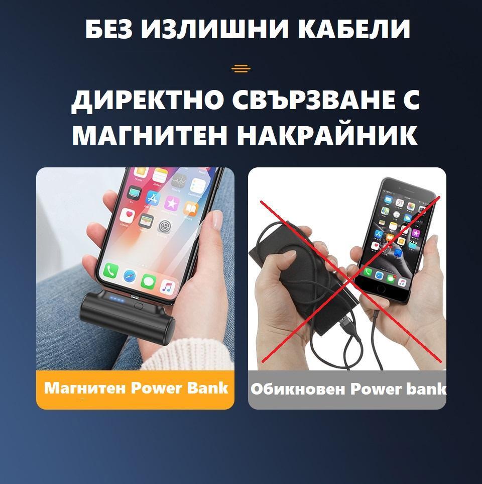 3в1 Магнитен безжичен Power Bank 3000 mAh /черен/