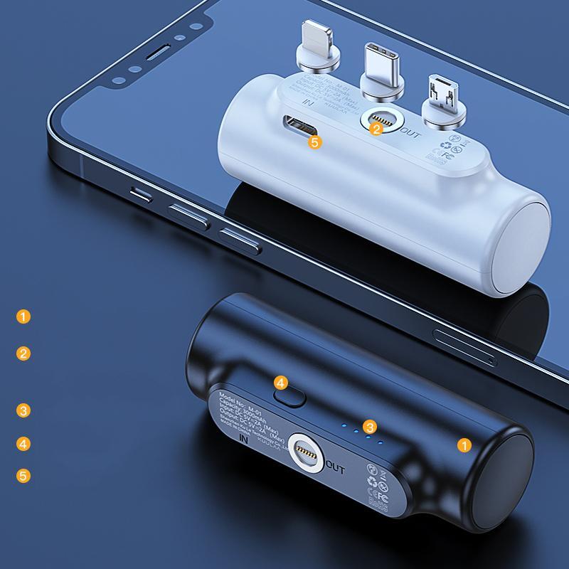 3в1 Магнитен безжичен Power Bank 3000 mAh /черен/