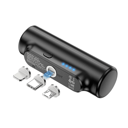 3в1 Магнитен безжичен Power Bank 3000 mAh /черен/