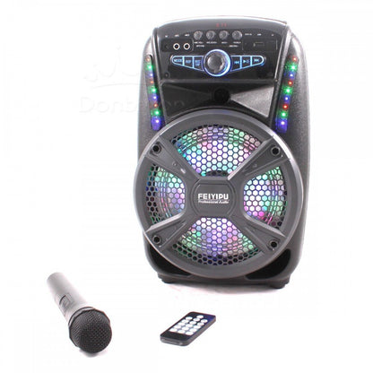 Активна Bluetooth караоке тонколона с LED светлини, безжичен микрофон и дистанцонно, 8" Feiyipu ES-81