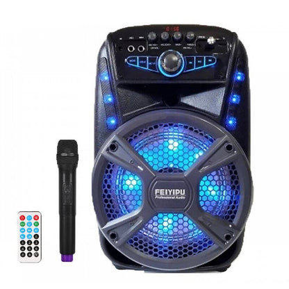 Активна Bluetooth караоке тонколона с LED светлини, безжичен микрофон и дистанцонно, 8" Feiyipu ES-81