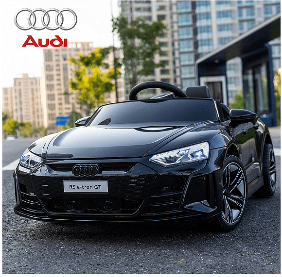 Акумулаторен джип Audi RS E-Tron GT, 4X4, Licensed, С меки гуми и кожена седалка, 12V, Черна