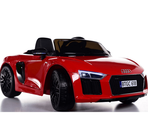Акумулаторна кола Audi R8 Spyder, С меки гуми и кожена седалка, 12V, Paзмep 106x62x48cм., Черна