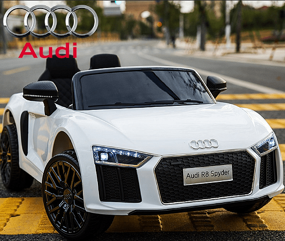 Акумулаторна кола Audi R8 Spyder, С меки гуми и кожена седалка, 12V, Paзмep 106x62x48cм., Черна