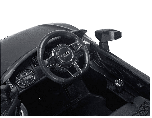 Акумулаторна кола Audi R8 Spyder, С меки гуми и кожена седалка, 12V, Paзмep 106x62x48cм., Черна