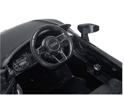 Акумулаторна кола Audi R8 Spyder, С меки гуми и кожена седалка, 12V, Paзмep 106x62x48cм., Черна
