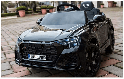 Акумулаторна кола Audi RS Q8, WiFi, Меки гуми и кожена седалка, MP3 12V, Размер: 101x62x51см, Черна