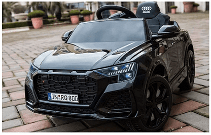 Акумулаторна кола Audi RS Q8, WiFi, Меки гуми и кожена седалка, MP3 12V, Размер: 101x62x51см, Черна