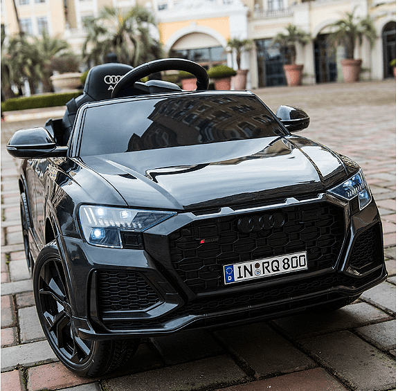 Акумулаторна кола Audi RS Q8, WiFi, Меки гуми и кожена седалка, MP3 12V, Размер: 101x62x51см, Черна