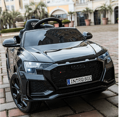 Акумулаторна кола Audi RS Q8, WiFi, Меки гуми и кожена седалка, MP3 12V, Размер: 101x62x51см, Черна