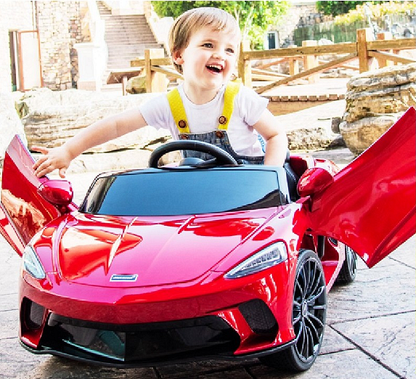 Акумулаторна кола Mclaren GT, С меки гуми и кожена седалка, 12V, С дистанционно, Черна