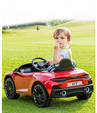 Акумулаторна кола Mclaren GT, С меки гуми и кожена седалка, 12V, С дистанционно, Черна