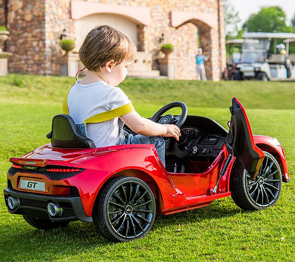 Акумулаторна кола Mclaren GT, С меки гуми и кожена седалка, 12V, С дистанционно, Черна