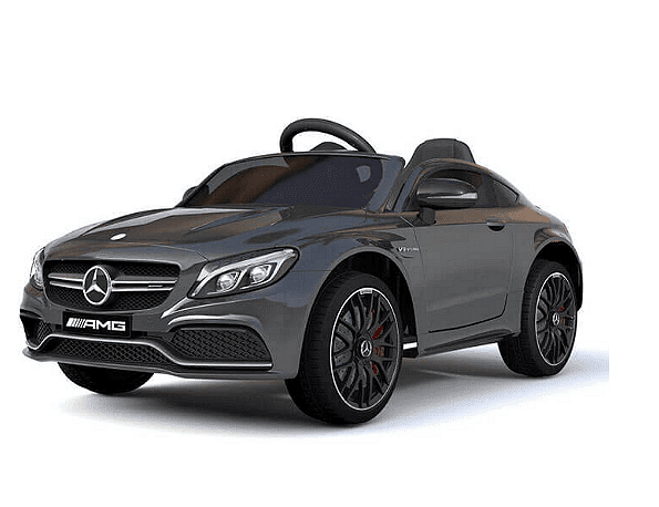 Акумулаторна кола Mercedes Benz C63 AMG, С меки гуми, Отварящи се врати и кожена седалка, 12V