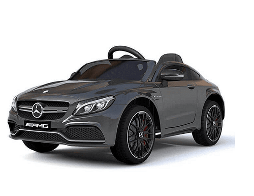 Акумулаторна кола Mercedes Benz C63 AMG, С меки гуми, Отварящи се врати и кожена седалка, 12V