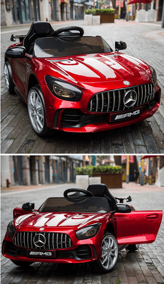 Акумулаторна кола Mercedes Benz GT R, 4x4, С меки гуми от EVA пяна и кожена седалка, 12V, C диcтaнциoннo