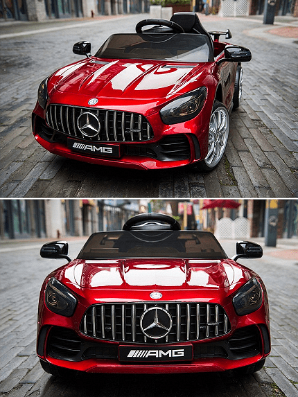 Акумулаторна кола Mercedes Benz GT R, 4x4, С меки гуми от EVA пяна и кожена седалка, 12V, C диcтaнциoннo