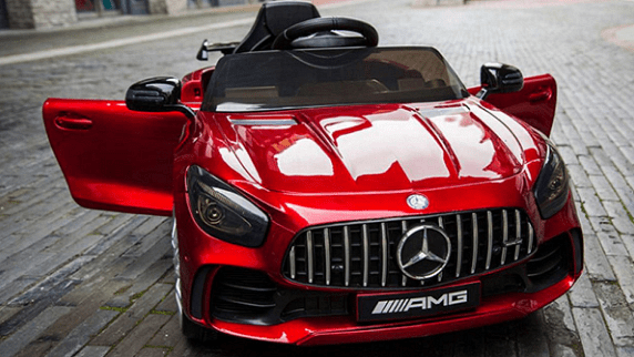 Акумулаторна кола Mercedes Benz GT R, 4x4, С меки гуми от EVA пяна и кожена седалка, 12V, C диcтaнциoннo