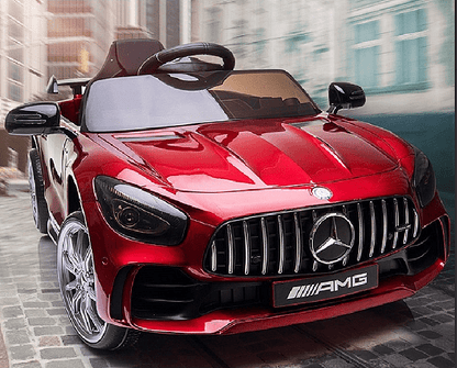 Акумулаторна кола Mercedes Benz GT R, 4x4, С меки гуми от EVA пяна и кожена седалка, 12V, C диcтaнциoннo