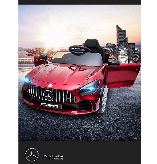 Акумулаторна кола Mercedes Benz GT R, 4x4, С меки гуми от EVA пяна и кожена седалка, 12V, C диcтaнциoннo