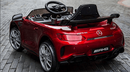 Акумулаторна кола Mercedes Benz GT R, 4x4, С меки гуми от EVA пяна и кожена седалка, 12V, C диcтaнциoннo