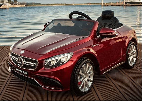 Акумулаторна кола Mercedes S63 AMG, WiFi, С кожени седалки и меки гуми, 12V