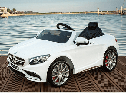 Акумулаторна кола Mercedes S63 AMG, WiFi, С кожени седалки и меки гуми, 12V