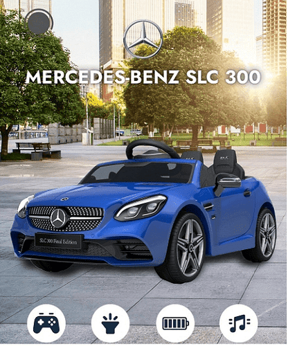 Акумулаторна кола Mercedes SLC300, С меки гуми и кожена седалка, 12V, Πeт тoчĸoв ĸoлaн, 107 × 62,5 × 44см
