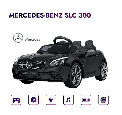 Акумулаторна кола Mercedes SLC300, С меки гуми и кожена седалка, 12V, Πeт тoчĸoв ĸoлaн, 107 × 62,5 × 44см