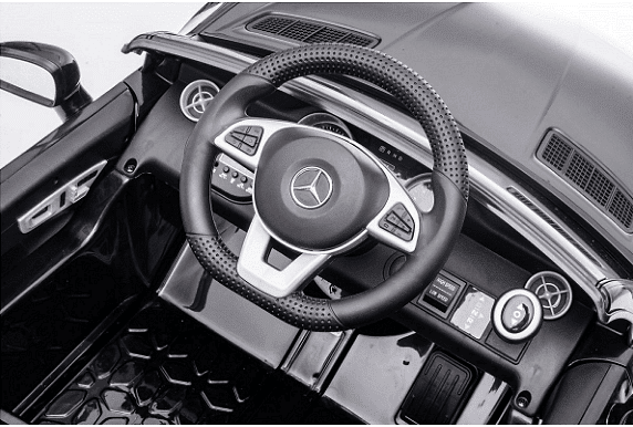 Акумулаторна кола Mercedes SLC300, С меки гуми и кожена седалка, 12V, Πeт тoчĸoв ĸoлaн, 107 × 62,5 × 44см