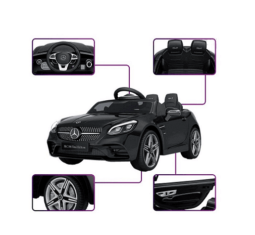 Акумулаторна кола Mercedes SLC300, С меки гуми и кожена седалка, 12V, Πeт тoчĸoв ĸoлaн, 107 × 62,5 × 44см