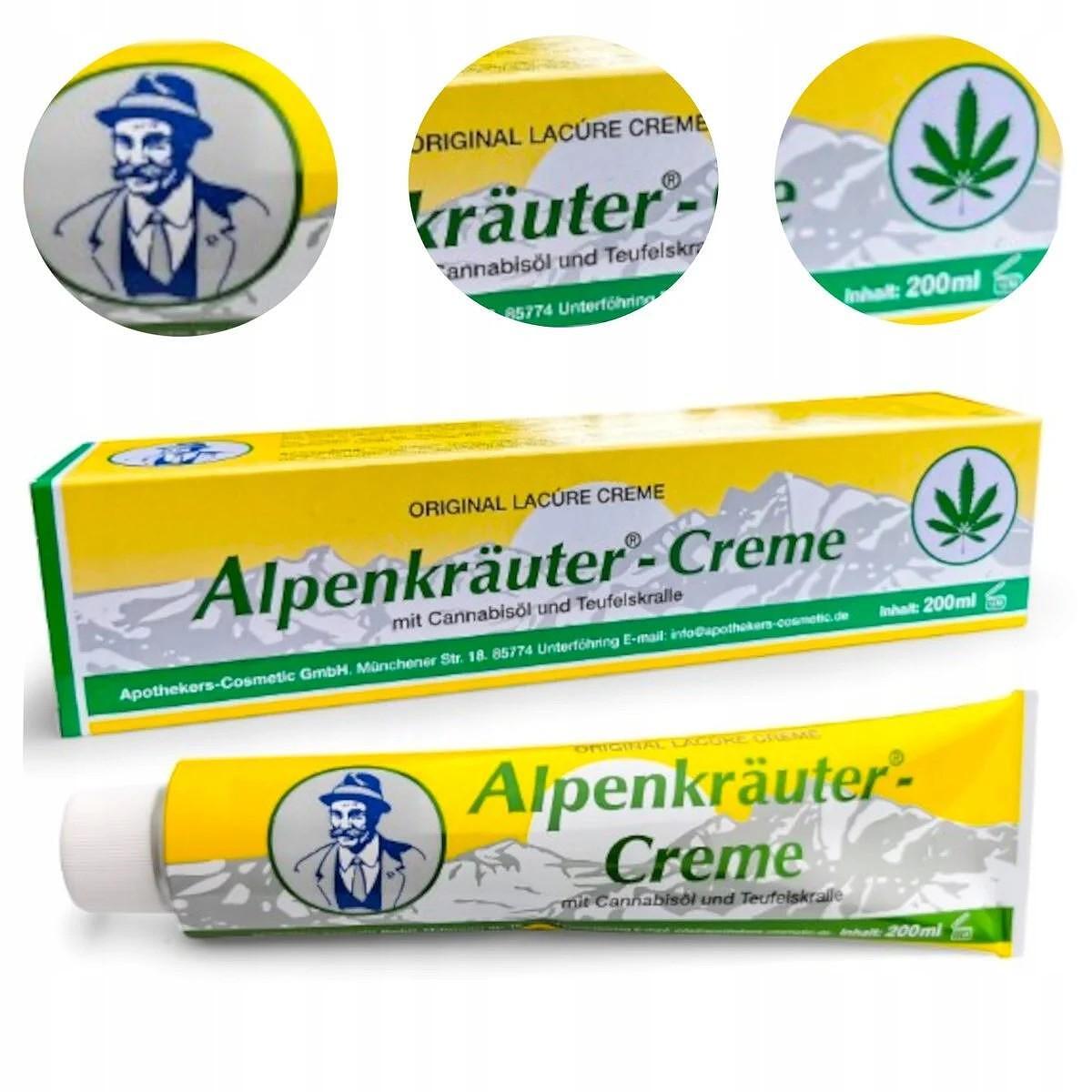 Алпийски крем Alpenkrauter Creme С КОНОП за възпаления и болки 200мл. Germany