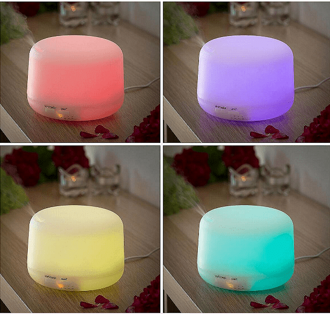Арома дифузер, Овлажнител с многоцветни LED светлини, InnovaGoods, 400 ml, Бял