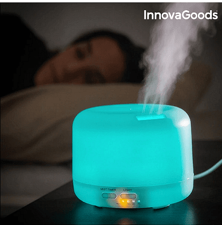 Арома Дифузер за етерични масла InnovaGoods, Овлажнител и ароматизатор, 15 режима на светене, Таймер, LED, 300 мл, Многоцветен