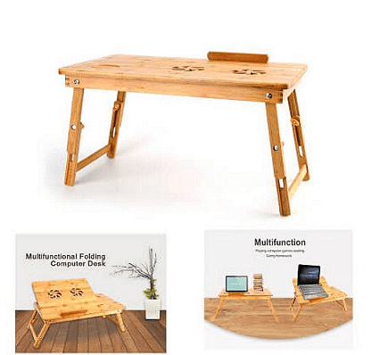 Бамбукова масичка за лаптоп с охладител Bamboo Table
