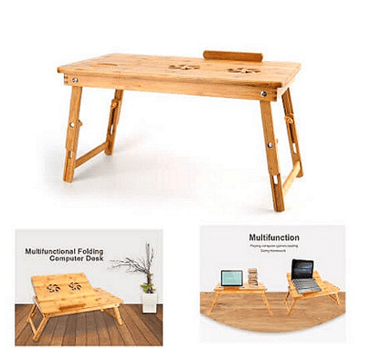 Бамбукова масичка за лаптоп с охладител Bamboo Table