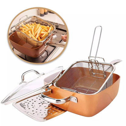 Copper Chef Pan - дълбок тиган с незалепващо покритие 6 в 1