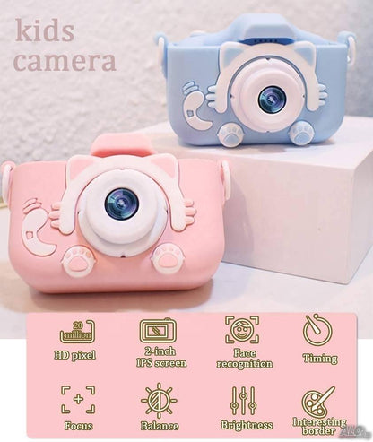 Детски фотоапарат за деца от 3 до 10 години, 1080P, Eкран 2 инча, Видео, Защита от падане