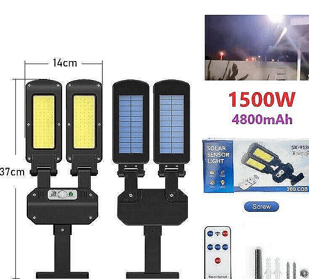 Двойна водоустойчива соларна лампа, 300W, Дистанционно управление