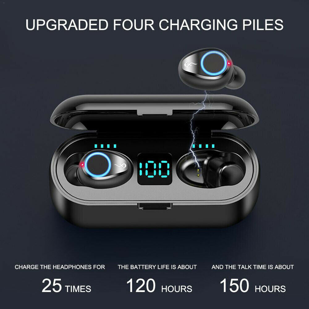 F9 TWS Спортни безжични слушалки със сензорно управление /черни/
