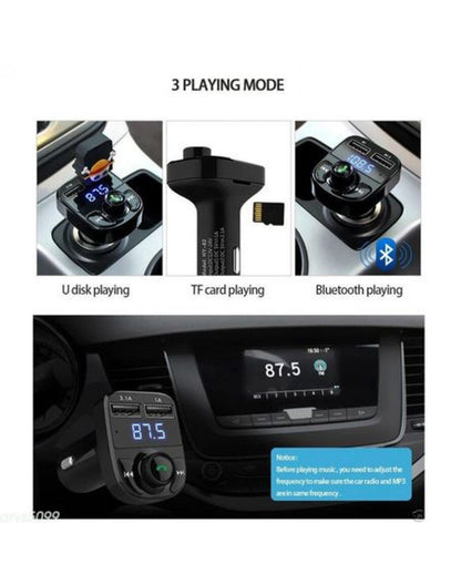 FM Трансмитер X8 - Bluetooth, USB, FM аудио предавател, MP3 плейър, Handsfree