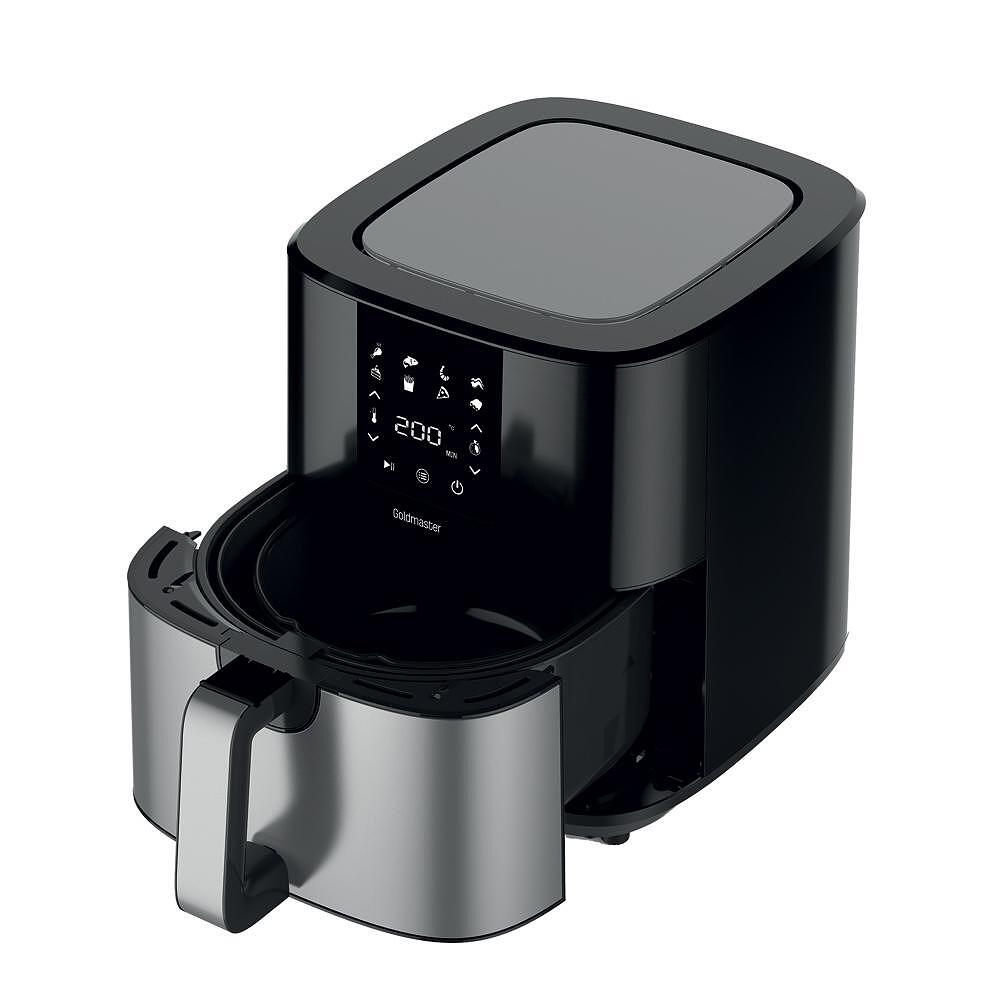 Фритюрник Air Fryer, GoldMaster, 7 литра, Иновативна технология, До 200 ˚C, Подвижна кошница, Цифров сензорен дисплей, Черен