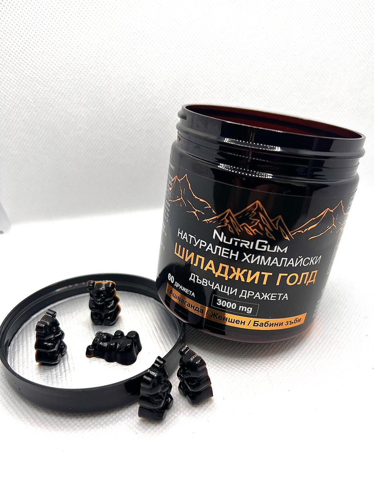 Хималайски Шиладжит с Ашваганда, дъвчащи МЕЧЕТА 3000mg 60бр. Shilajit Gold