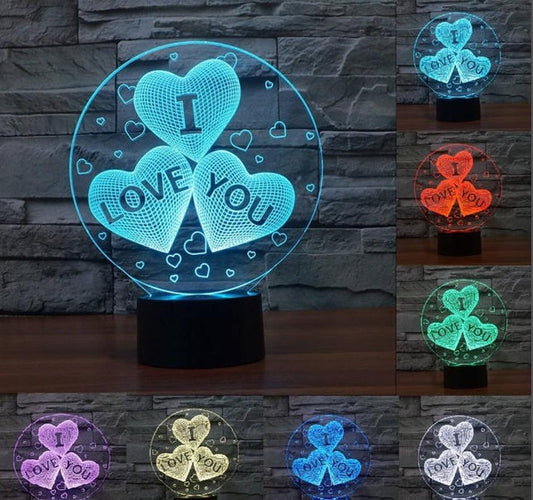 Холограмна LED 3D нощна лампа с различни форми
