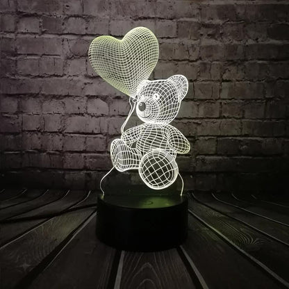 Холограмна LED 3D нощна лампа с различни форми