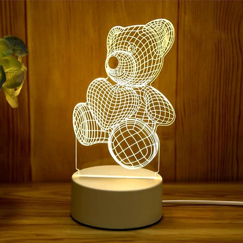 Холограмна LED 3D нощна лампа с различни форми
