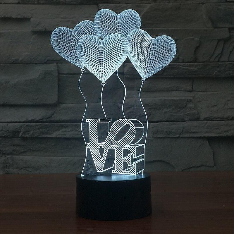 Холограмна LED 3D нощна лампа с различни форми